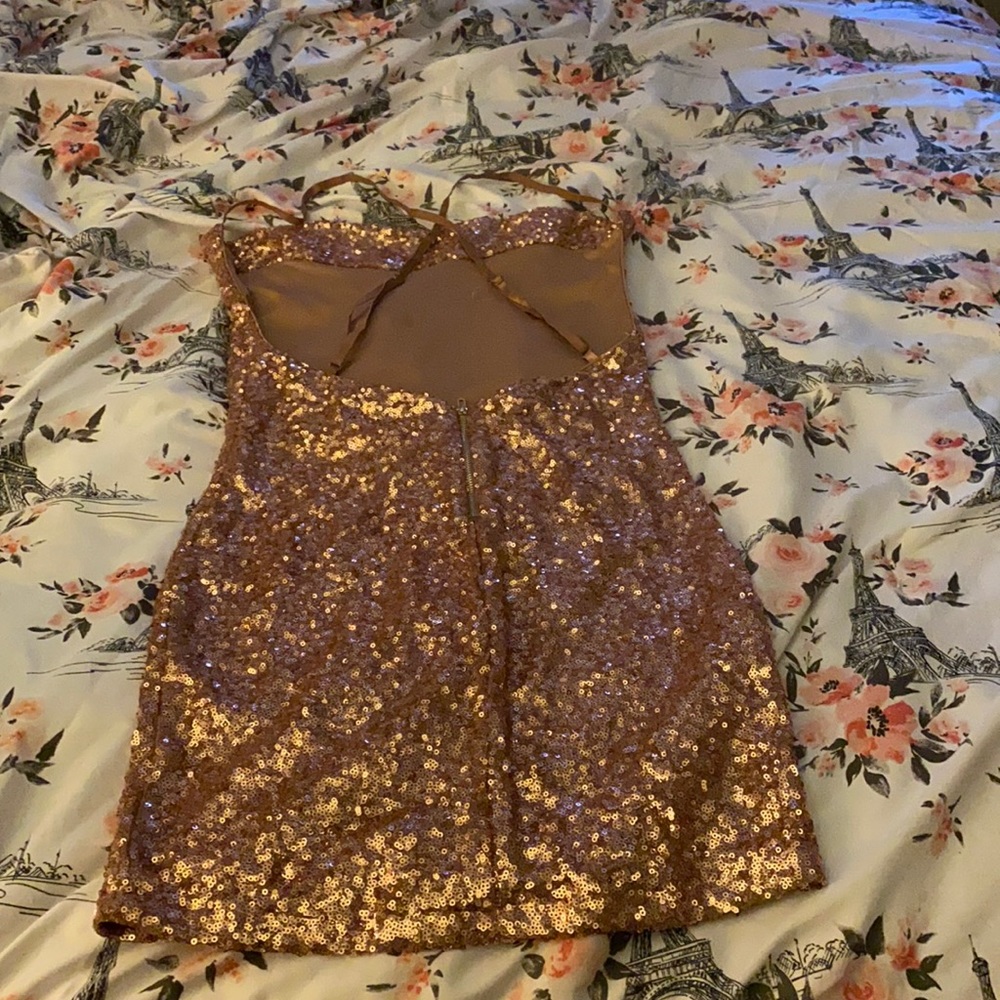 Beautiful glittery rose gold dress